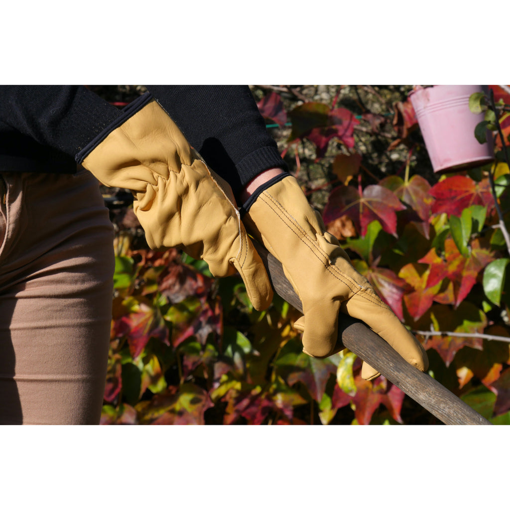 Gants de jardinage en cuir pour femme (taille petite / moyenne) - Slim-fit  féminin. Idéaux pour tous